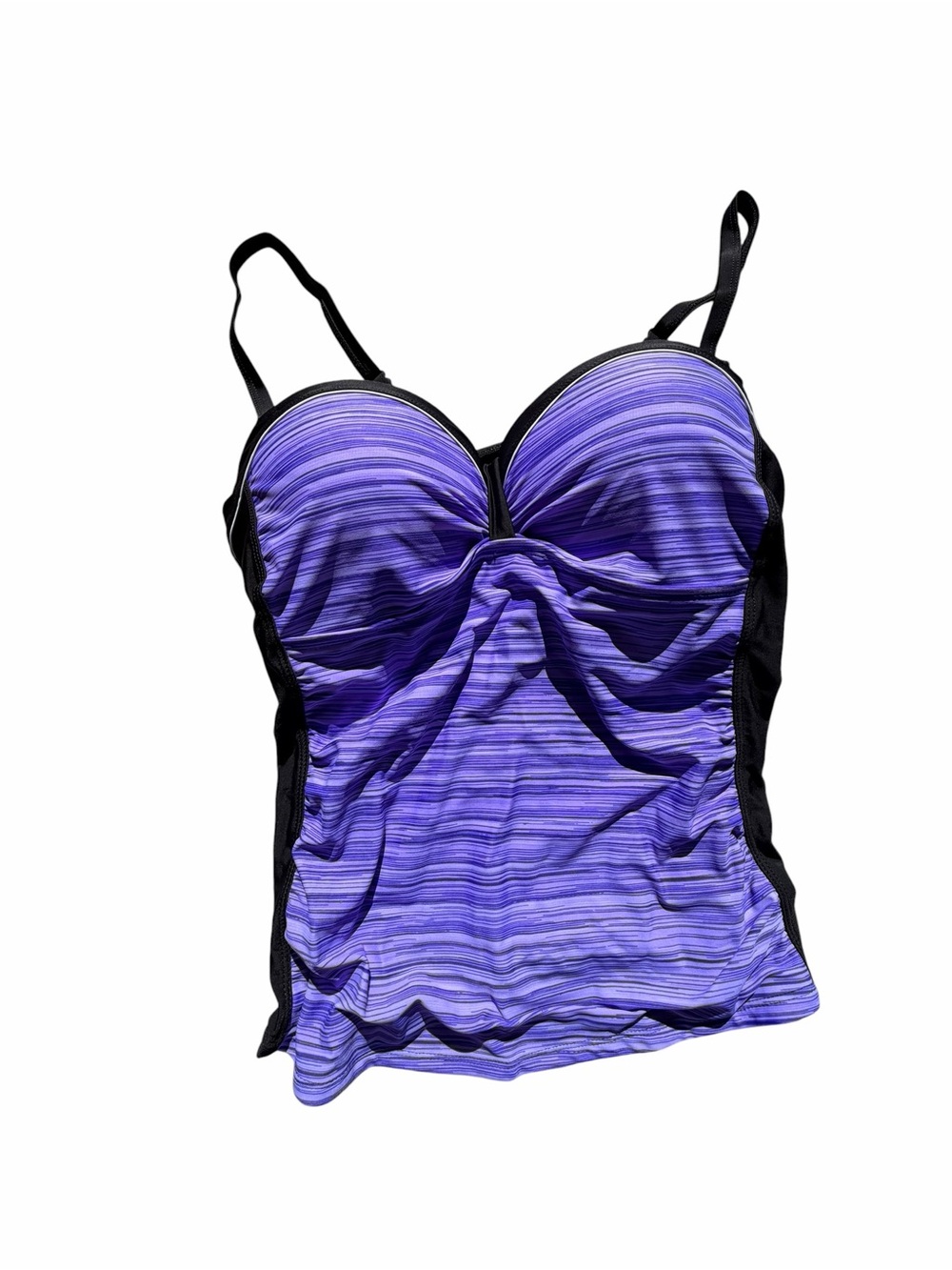 Women's Two Piece Ruched Tankini with Skirted Bottom Swim Suit Size L #260324 - Picture 3 of 10
